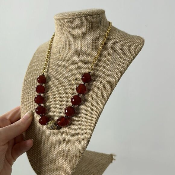 Vintage 925 Gold Tone Chain Necklace With Faceted Bead Accents - Picture 2 of 5